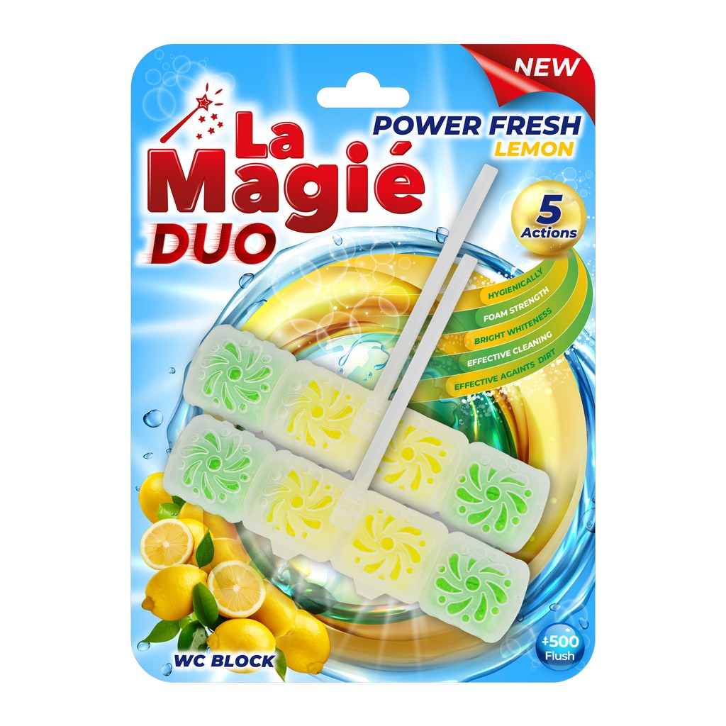 Lemon_Duo LA MAGIÉ POWER FRESH WC BLOCK DUO 2X40 G LEMON - Imagen 1