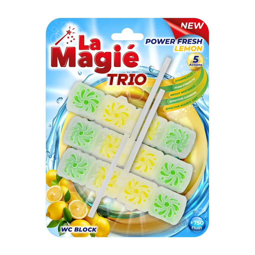 Lemon_Trio LA MAGIÉ POWER FRESH WC BLOCK TRIO 3X40 G LEMON — изображение 1