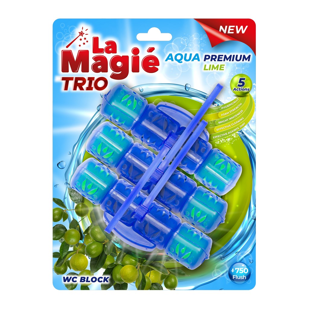 Lime_Trio LA MAGIÉ AQUA PREMIUM WC BLOCK TRIO 3X40 G LIME — изображение 1