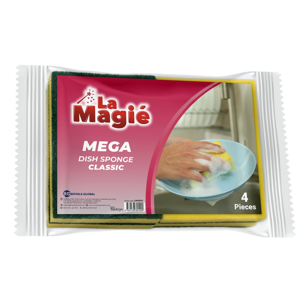 Mega_Sponge_Classic 4Pcs LA MAGIÉ MEGA DISH SPONGE 4 PIECES CLASSIC — изображение 1