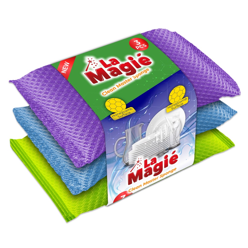Nano sponge_3lu╠ê pack LA MAGIÉ CLEAN MASTER SPONGES 3 PCS - Imagen 1